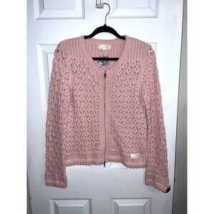 ODD MOLLY Soft Pink Cotton Zip Cardigan Sweater Women's Sz 2/ Medium